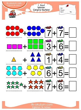 Çocuklar İçin toplam işlemi yaprak testleri 